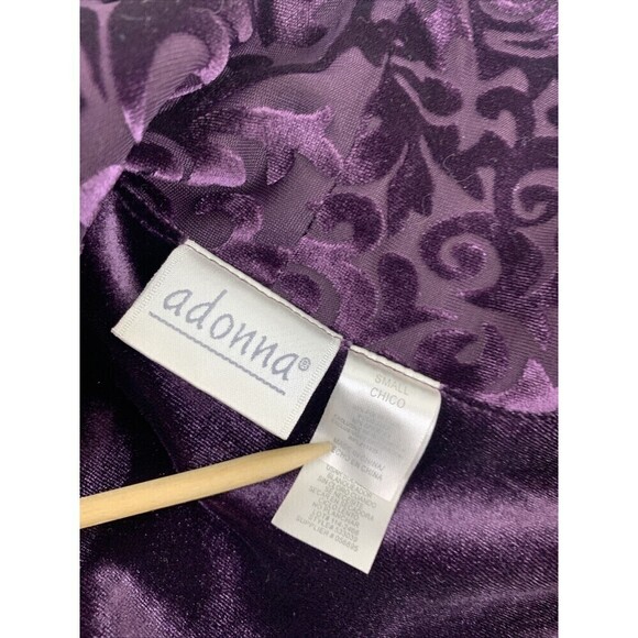 Adonna Robe Lounger Velvet Velour Purple Soft Half Zip Collared Long Women Small - Picture 11 of 15